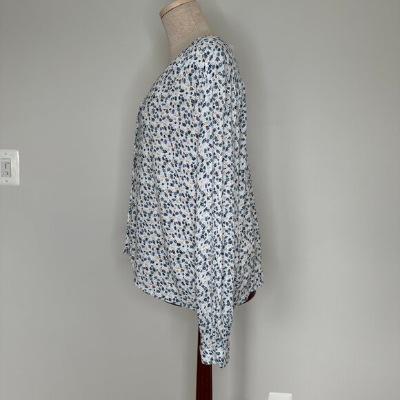 Garnet Hill Women's Easy Crêpe Button-Up Floral and Leaf Print Blouse Size XL - Picture 6 of 9